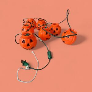 Vintage Blinky Pumpkin Blow Mold String Lights Halloween Party Decoration